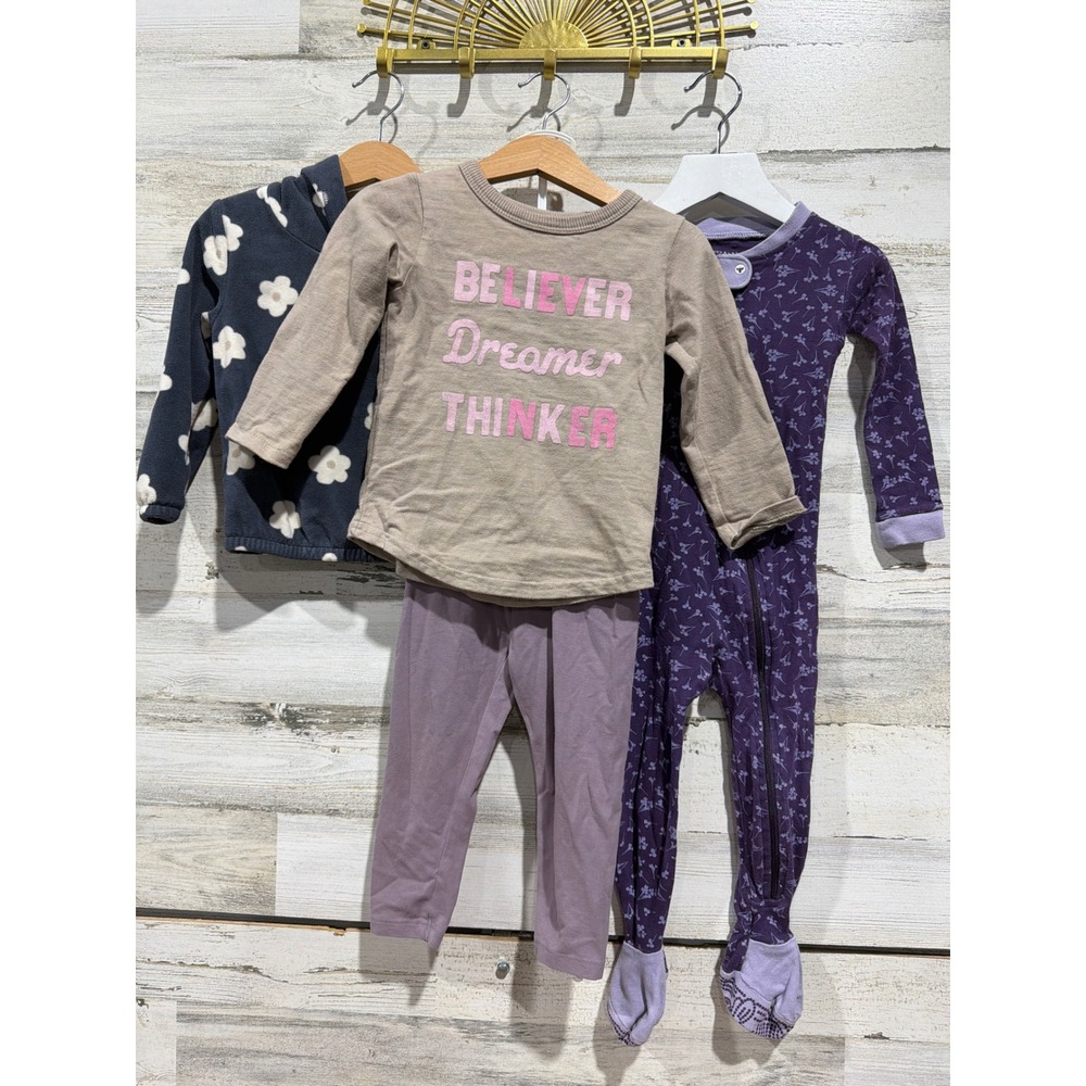Colored Organics Peek Burt's Bees Carter's Girls 18-24M Purple Tan Floral Bundle
